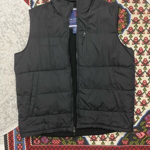 Black Quilted Puffer Vest with Stand-Up Collar